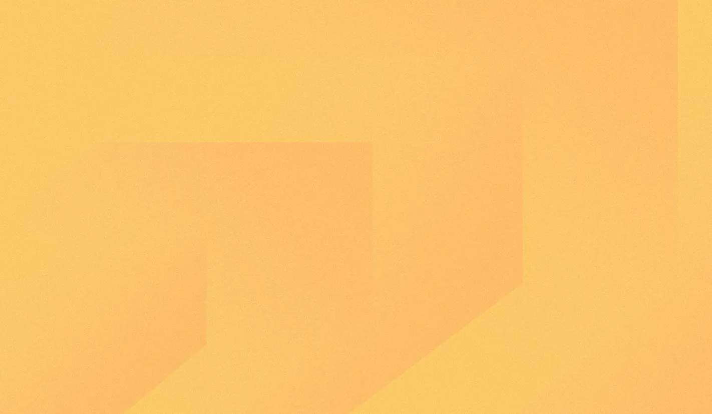 A faint quotation mark shape rendered in low contrast against an orange background.